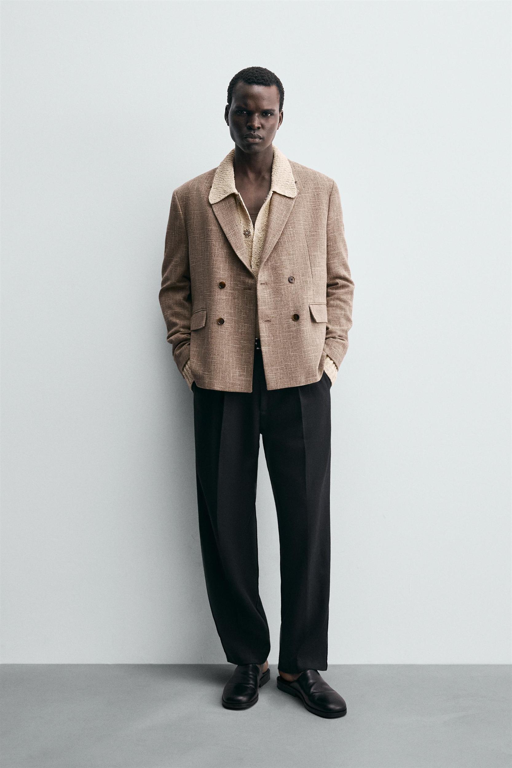 TEXTURED DOUBLE BREASTED BLAZER Product Image