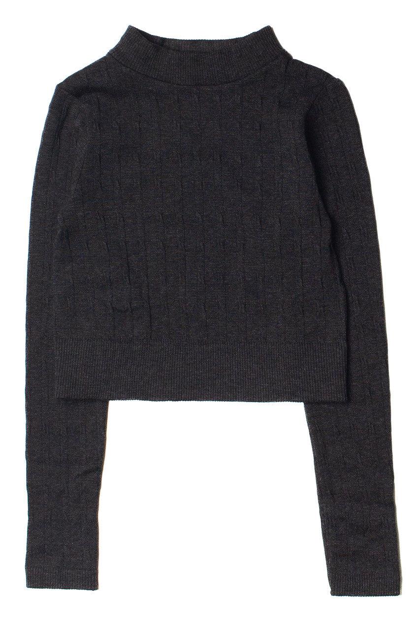 Cable Knit Mock Neck Crop Top Product Image