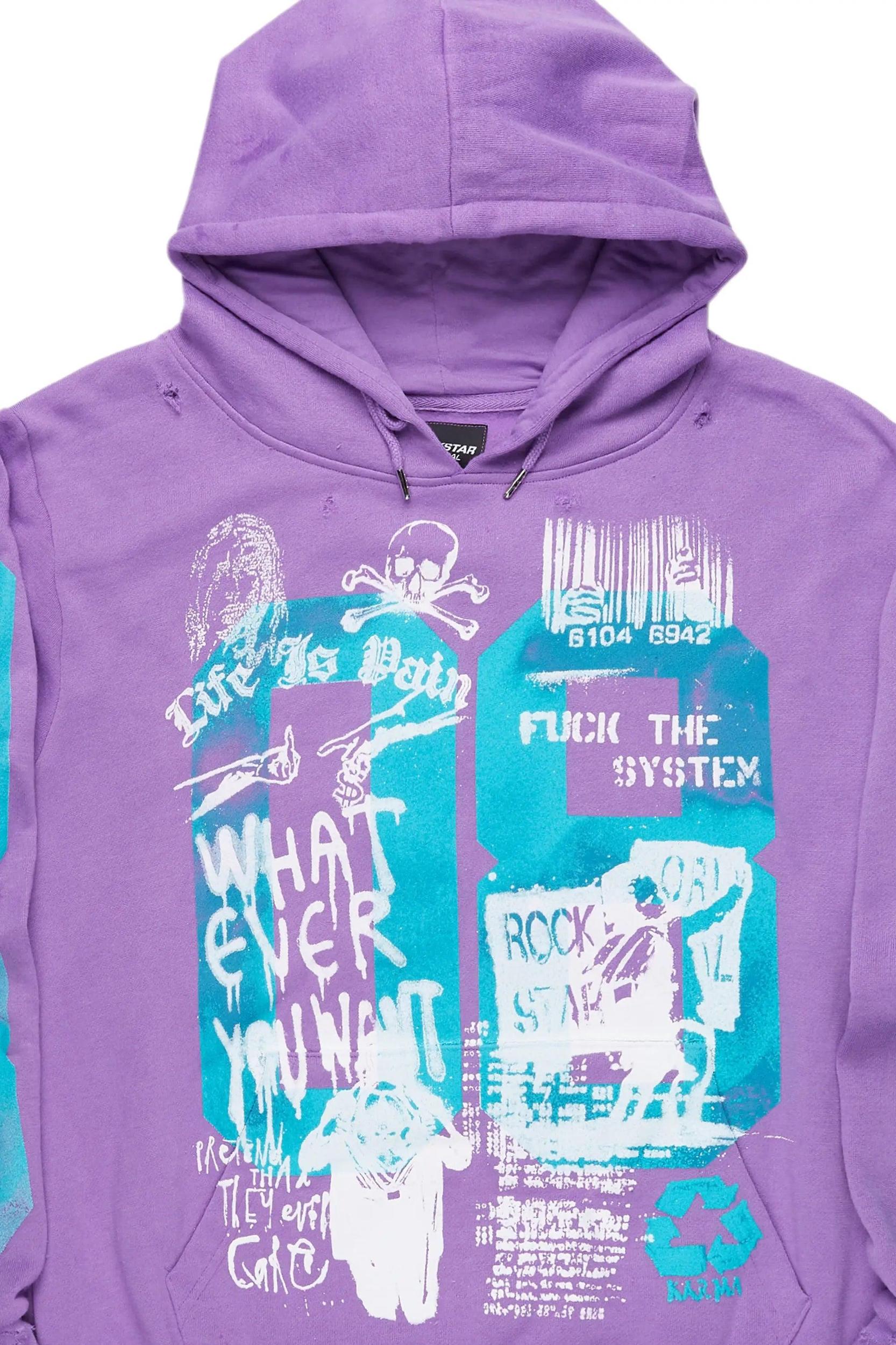 Grill Purple Graphic Hoodie Male Product Image