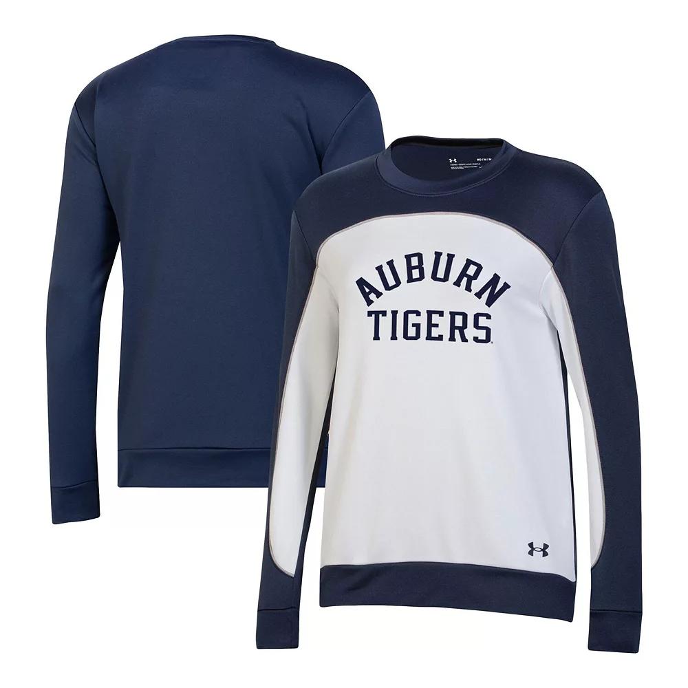 Women's Under Armour Navy/White Auburn Tigers Colorblock Pullover Sweatshirt,  Product Image