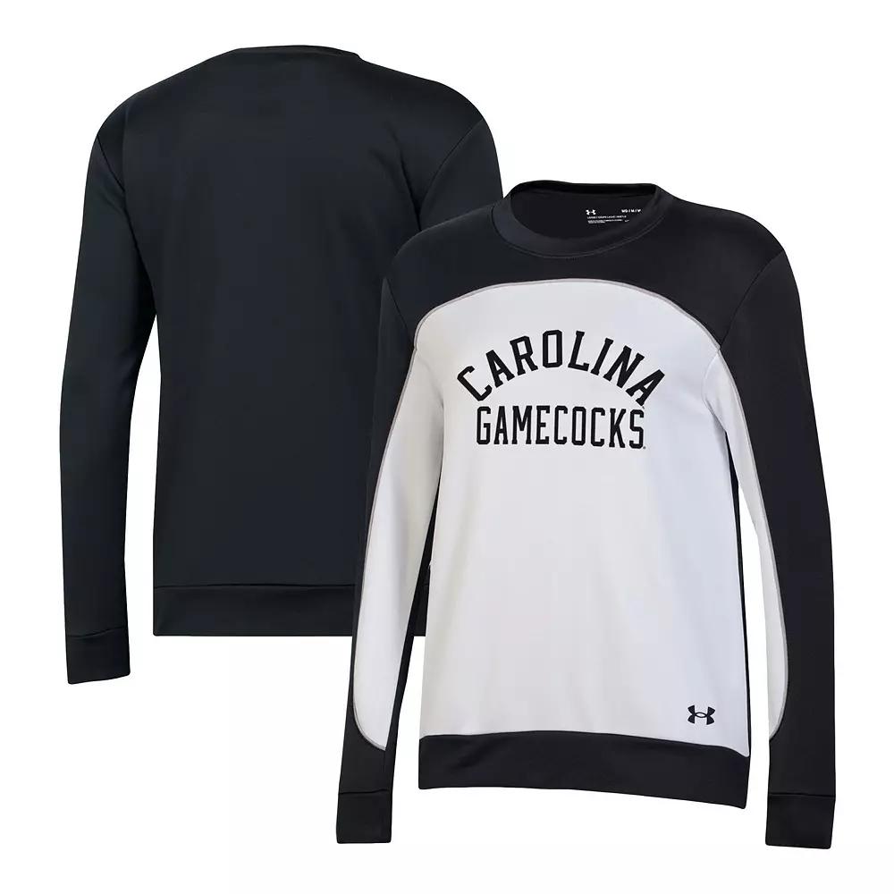 Women's Under Armour Black/White South Carolina Gamecocks Colorblock Pullover Sweatshirt,  Product Image