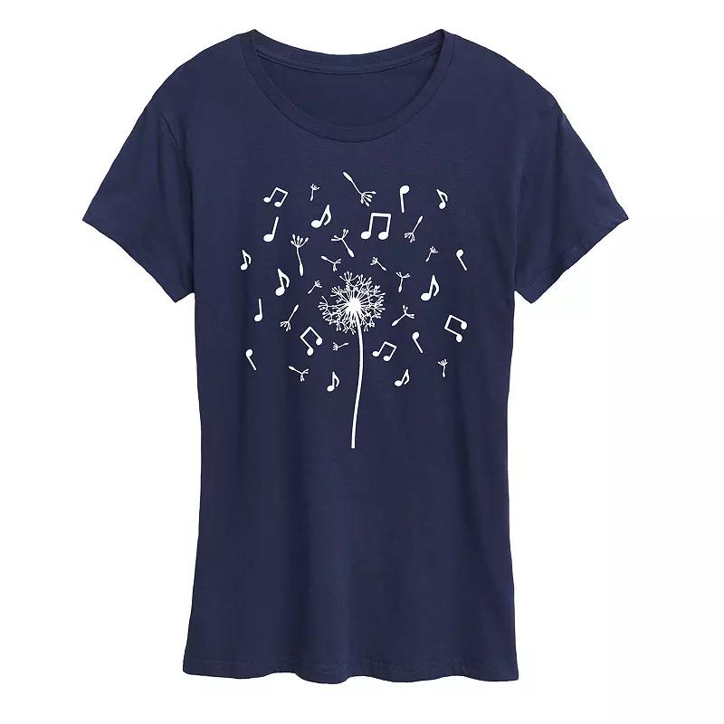 Women's Music Note Dandelion Graphic Tee,  Product Image