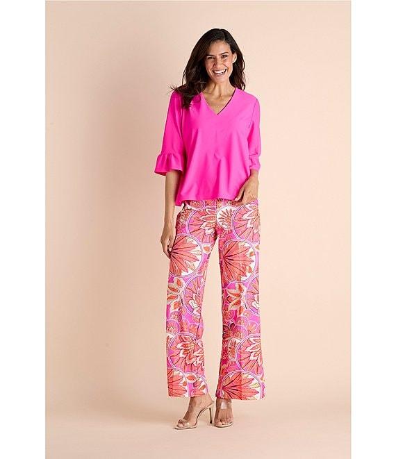 Jude Connally Trixie Jude Cloth Knit Stained Glass Print Wide-Leg Pull-On Pants Product Image