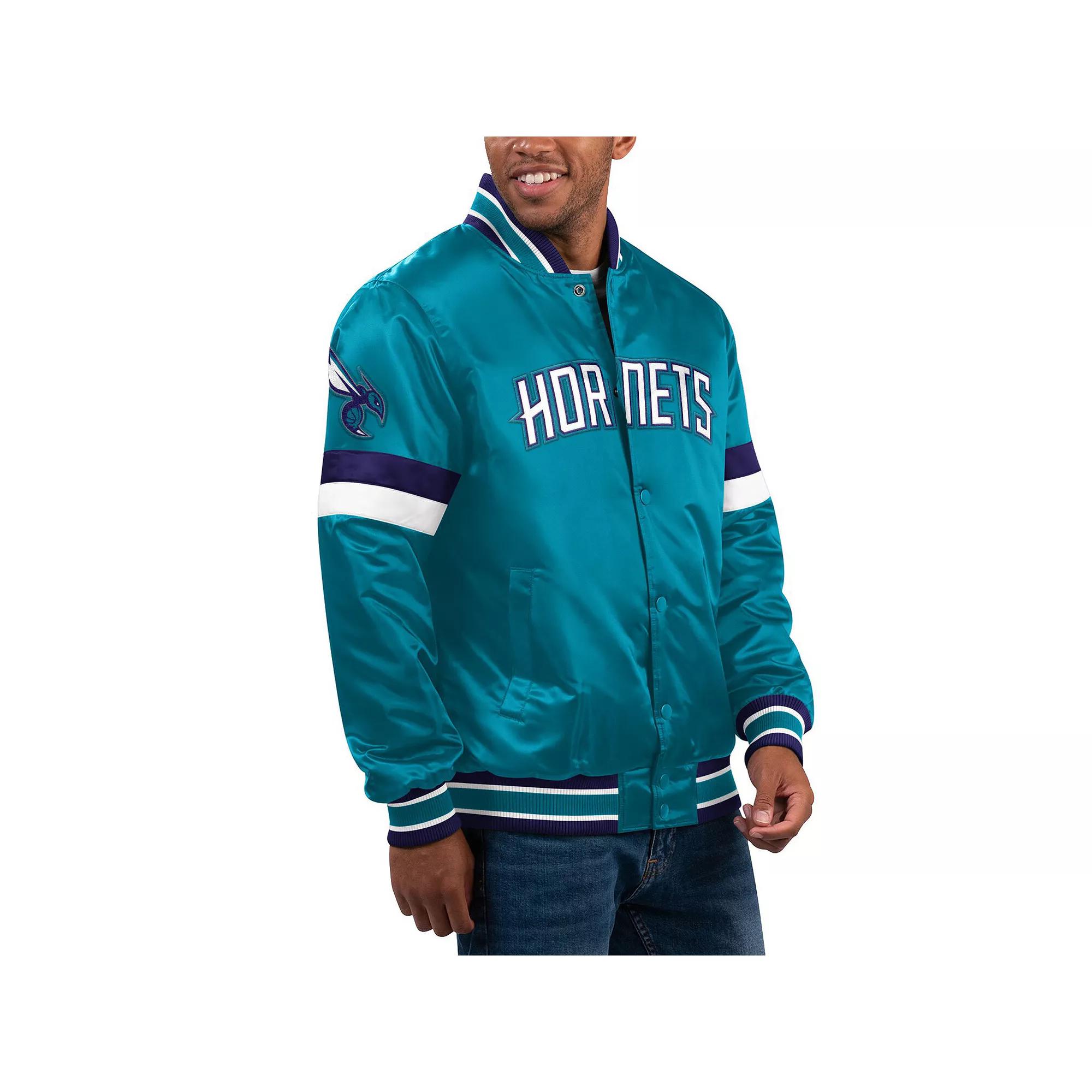 Men's Starter Teal Charlotte Hornets Home Game Satin Full-Snap Varsity Jacket, Size: XL, Chr Blue Product Image