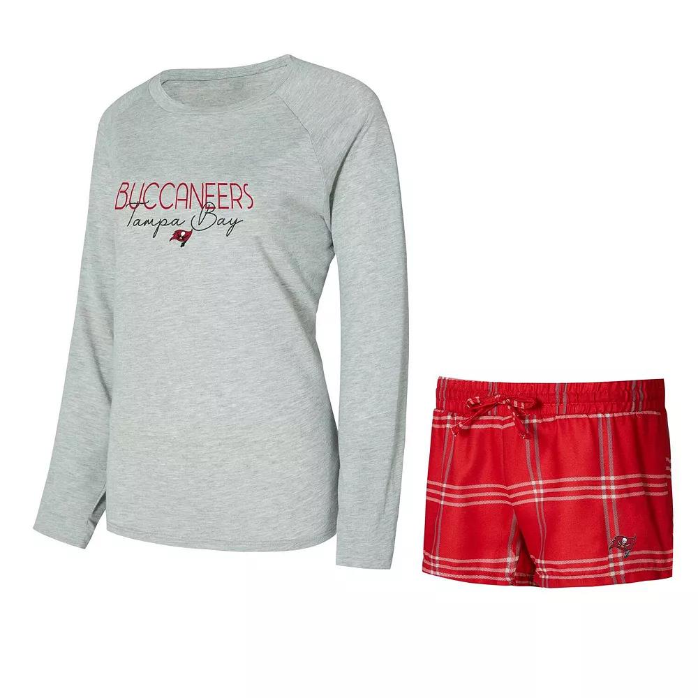 Women's Concepts Sport Red/Gray Tampa Bay Buccaneers Petition Raglan Long Sleeve T-Shirt and Shorts Set,  Product Image