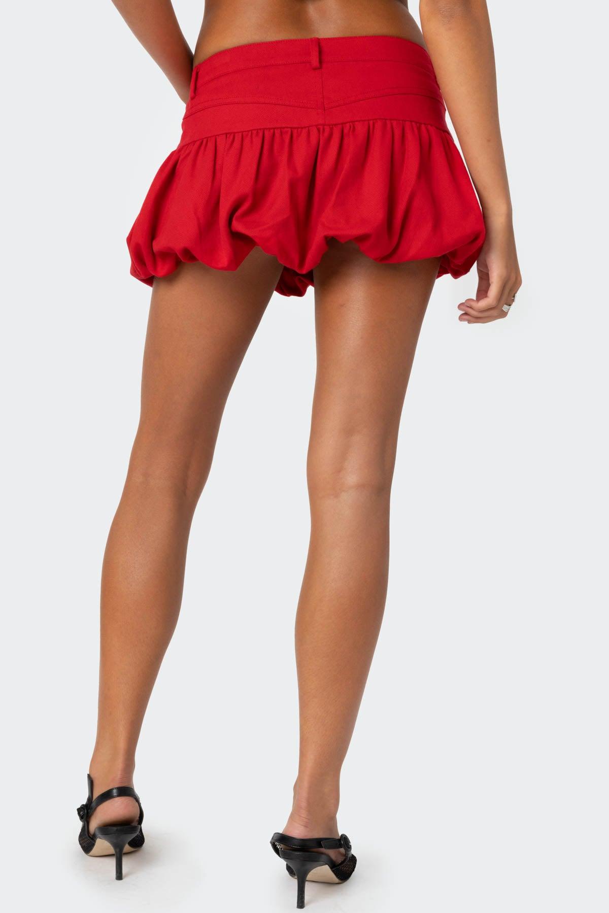 Denim Bubble Mini Skirt Product Image