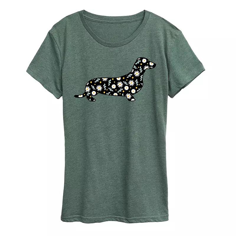 Women's Daisy Fill Dachshund Graphic Tee,  Product Image
