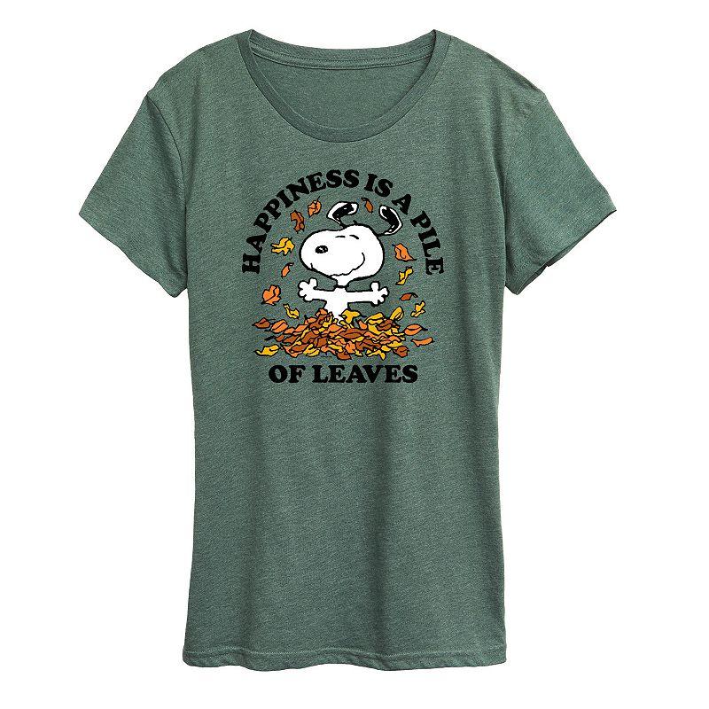 Women's Peanuts Snoopy Pile Of Leaves Graphic Tee, Girl's,  Product Image