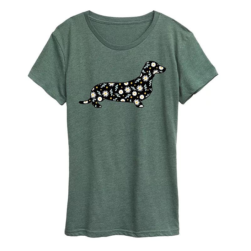 Women's Daisy Fill Dachshund Graphic Tee,  Product Image