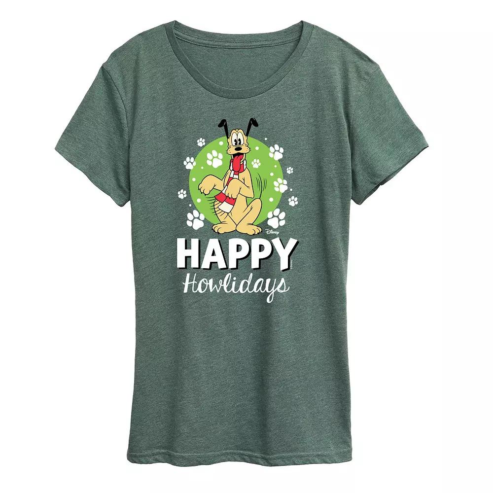 Disney's Mickey Mouse Women's Pluto Happy Howlidays Graphic Tee, Girl's,  Product Image