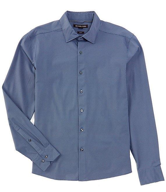 Michael Kors Slim Fit Mosaic Geo Print Long Sleeve Woven Shirt Product Image