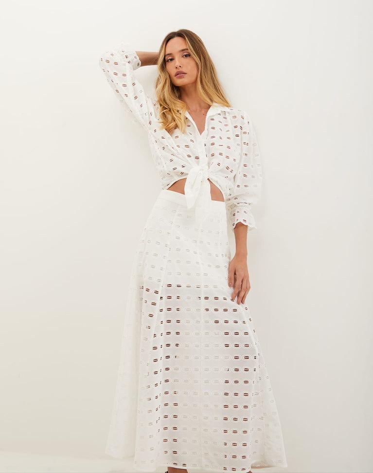 Eyelet Bea Maxi Skirt - Off White Product Image