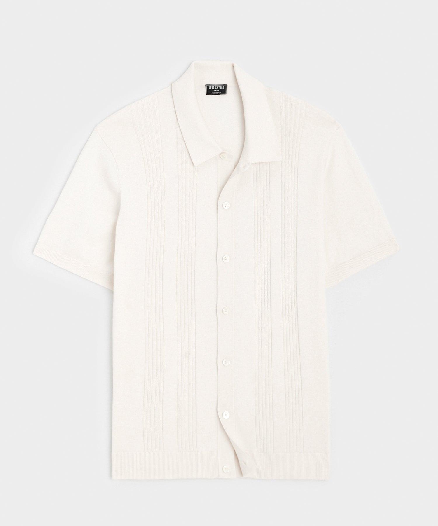 Silk-Cotton Ribbed Full-Placket Sweater Polo Product Image