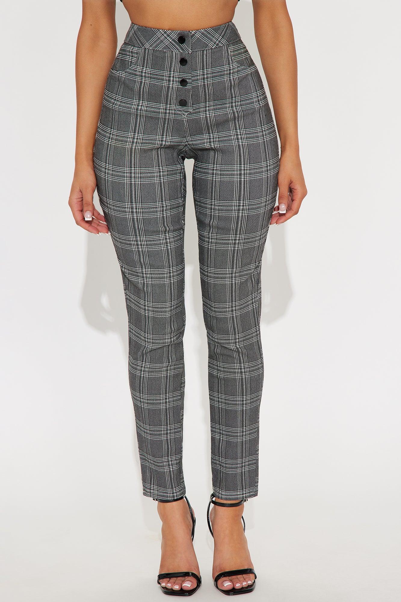 Chasity Plaid Pant - Black/White Product Image