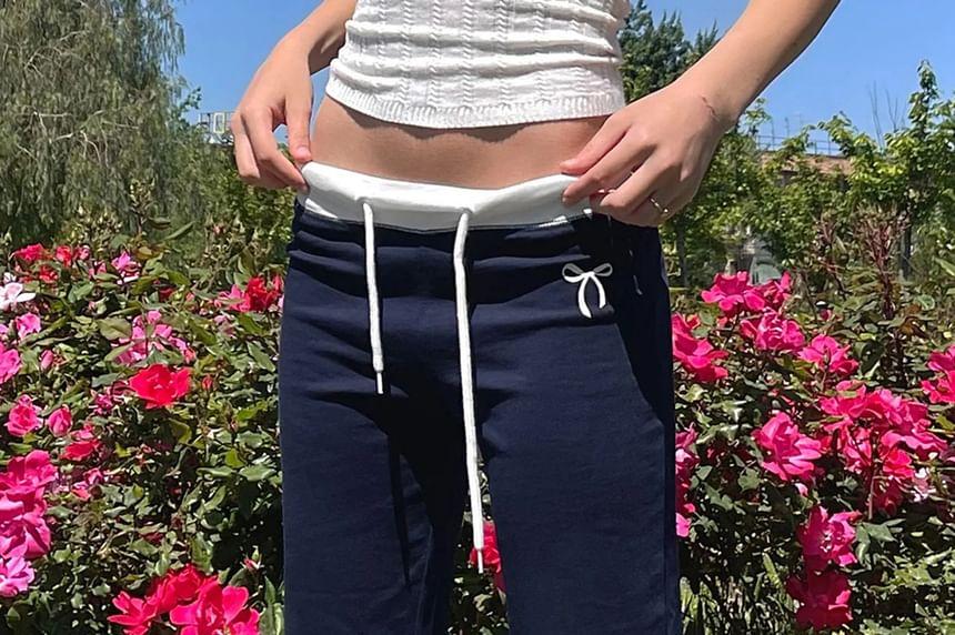 Low Rise Color-Block Slim-Fit Boot-Cut Sweatpants Product Image