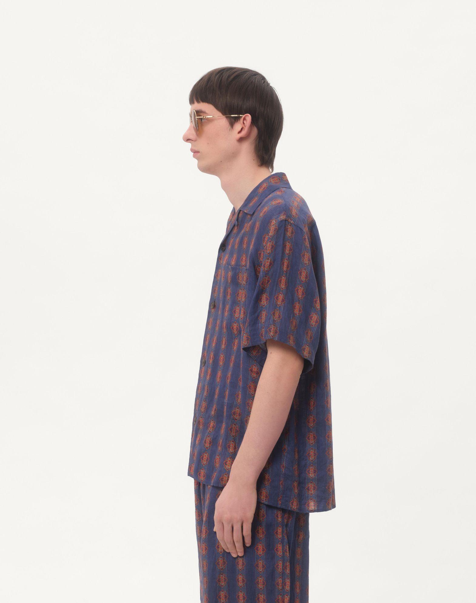 Linen Bowling Shirt With Voyage Imaginaire Print Product Image
