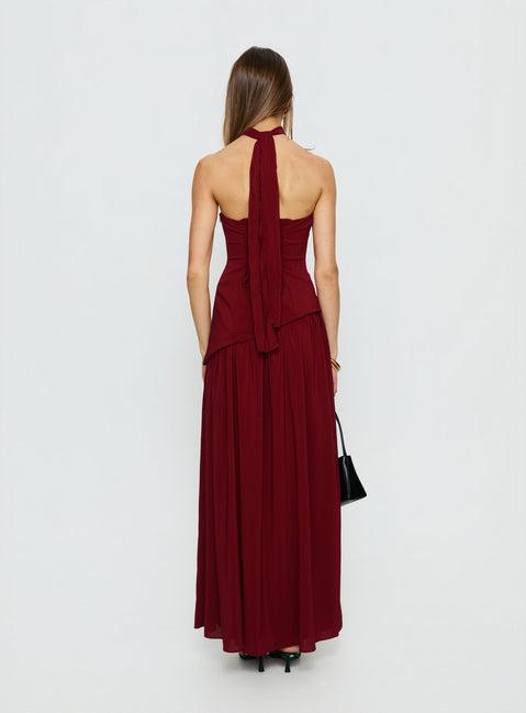 Odela Strapless Drop Waist Maxi Dress Cherry Product Image