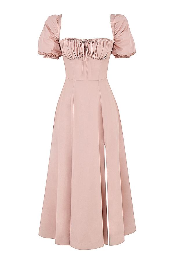 Tallulah  blush puff sleeve midi dress - sale Product Image