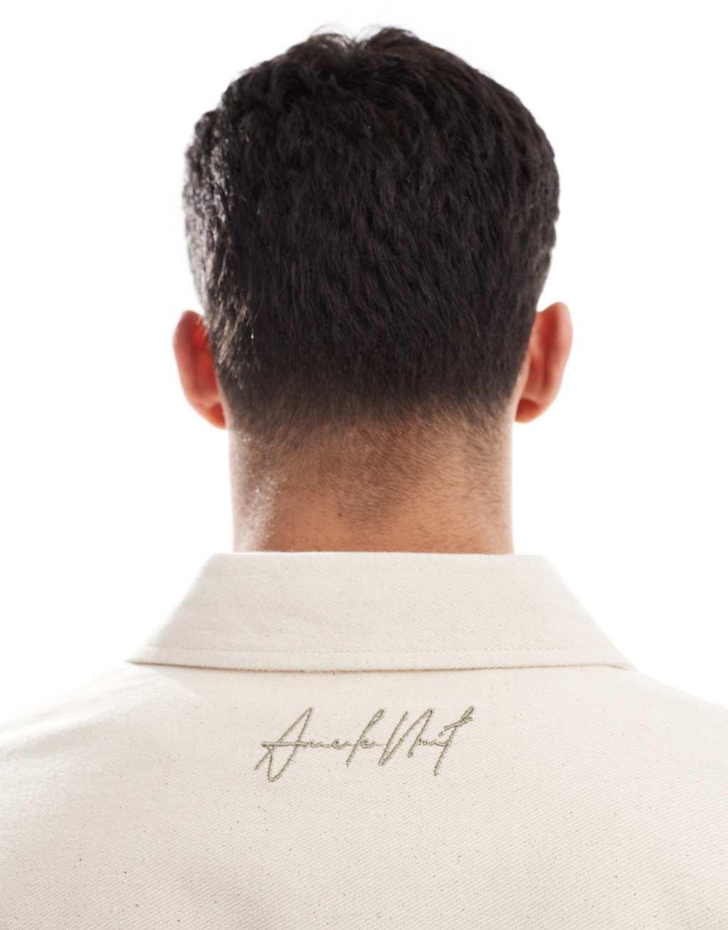 River Island relaxed fit overdyed shirt in ecru Product Image