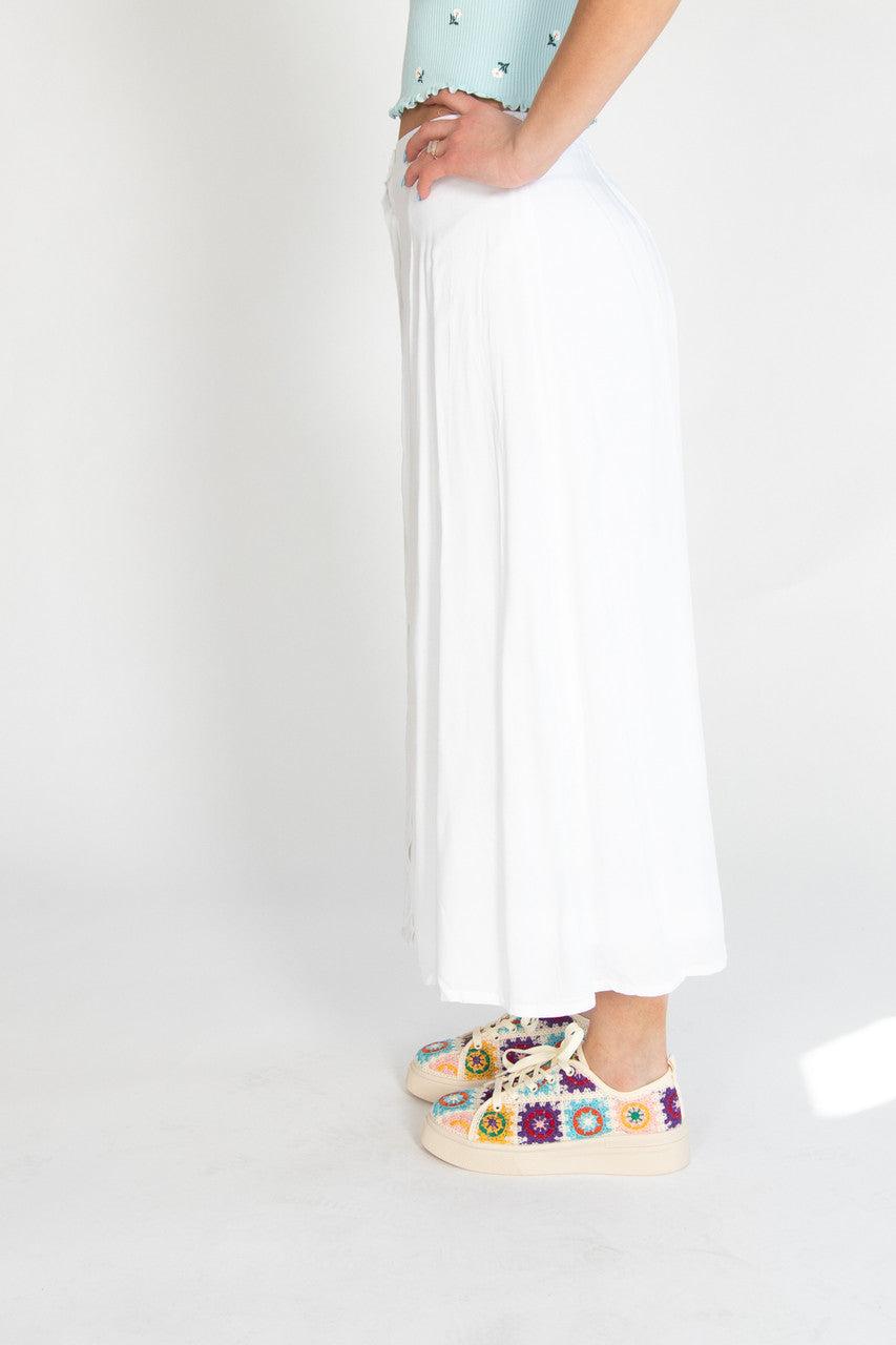 White Button Front Maxi Skirt Product Image