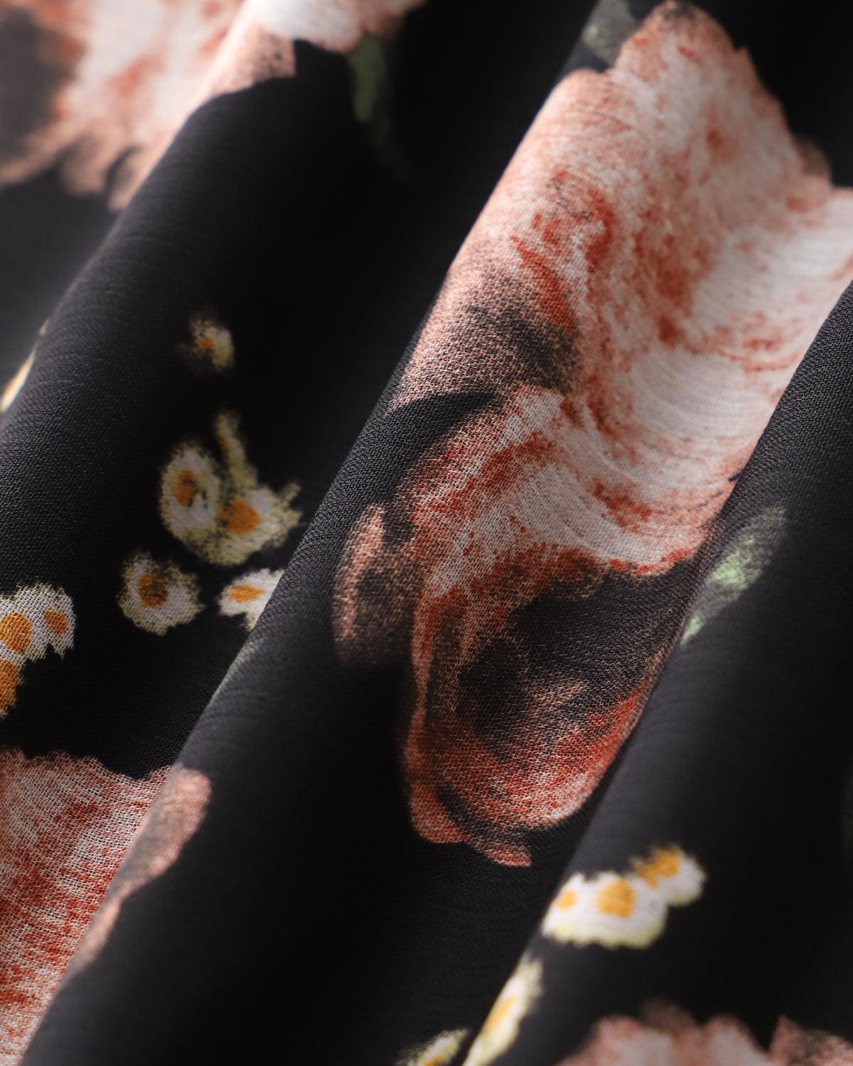 Black Floral Ruffle Sleeveless Maxi Dress Product Image