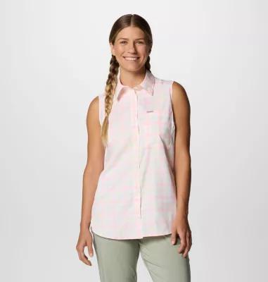 Women's Columbia Anytime Lite Collared Button Down Tank Top,  Product Image
