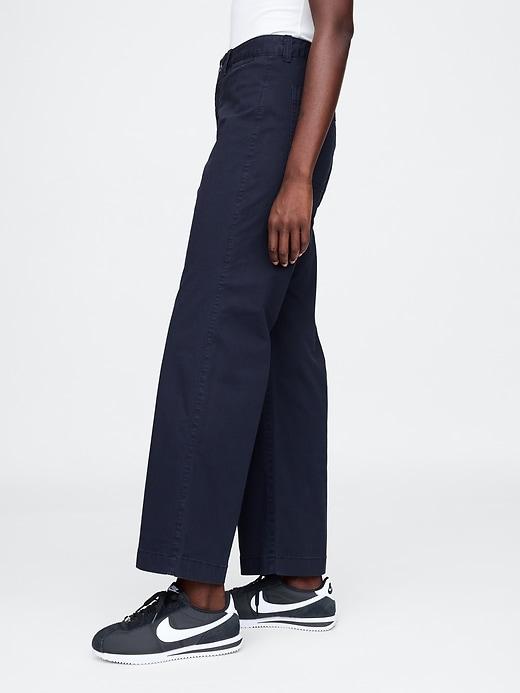 High Rise Stride Wide-Leg Ankle Khakis Product Image