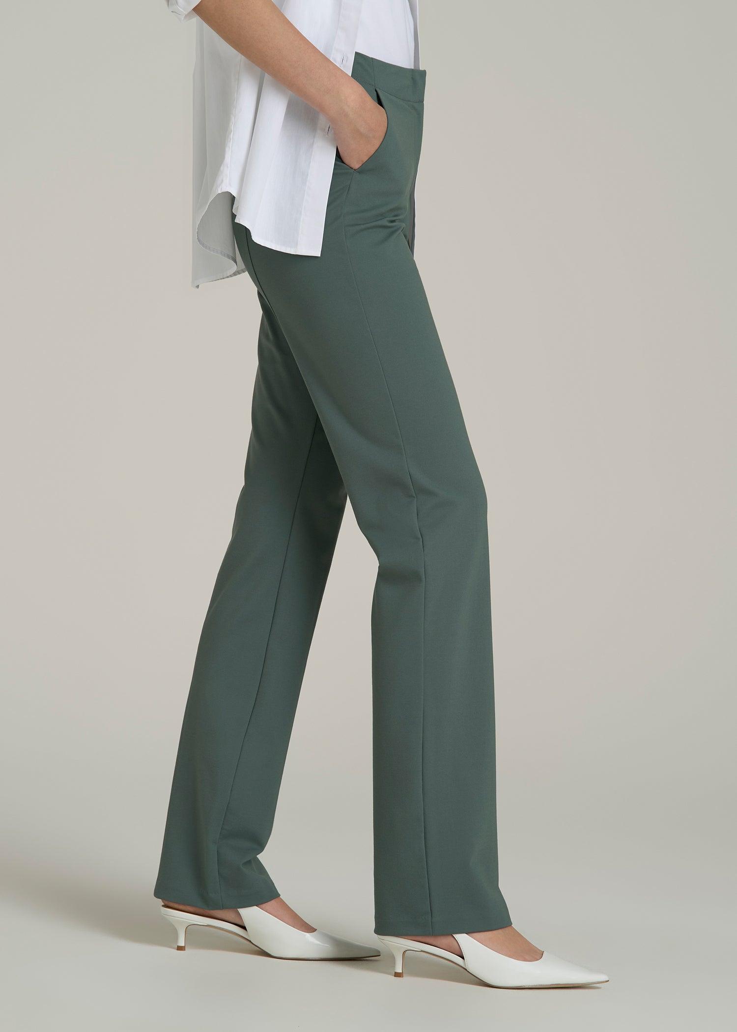 Slim Straight Leg Dress Pants for Tall Women in Balsam Green Female Product Image