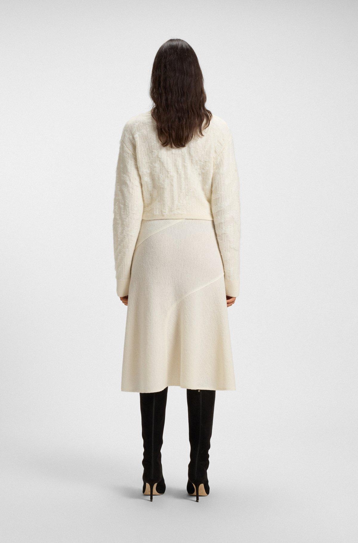 Cropped wool-blend sweater with layered neckline Product Image