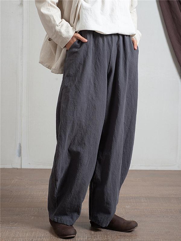 Simple High Waisted Solid Color Wide Leg Pants Product Image