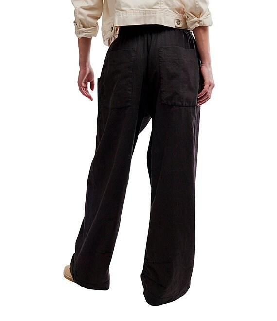 Free People Chambers Laid Back Linen Blend Mid Rise Pull-On Pants Product Image