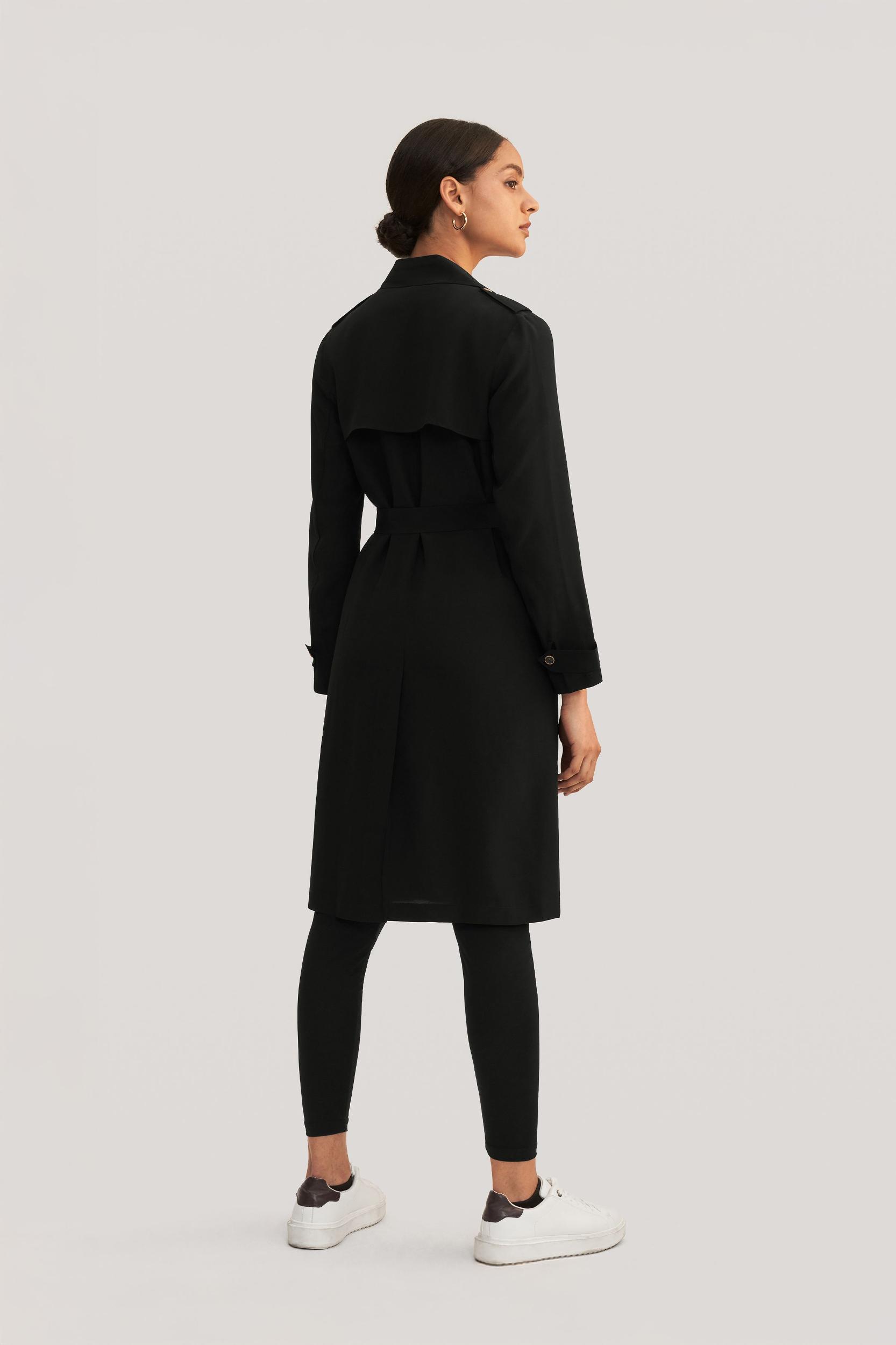 Classic Double-Breasted Silk Trench Coat Product Image