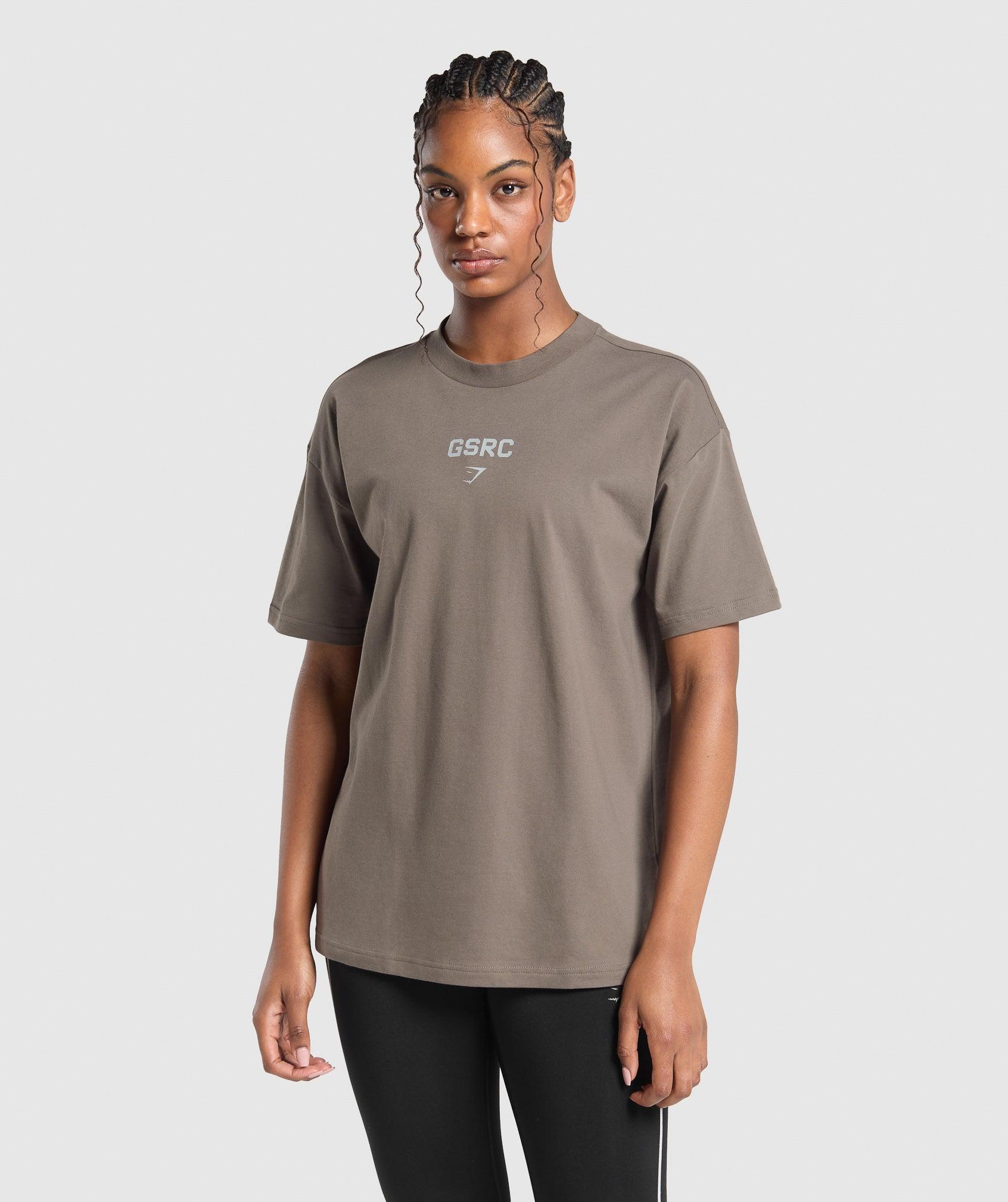 Gymshark Running Graphic Oversized T-Shirt - Camo Brown Female Product Image
