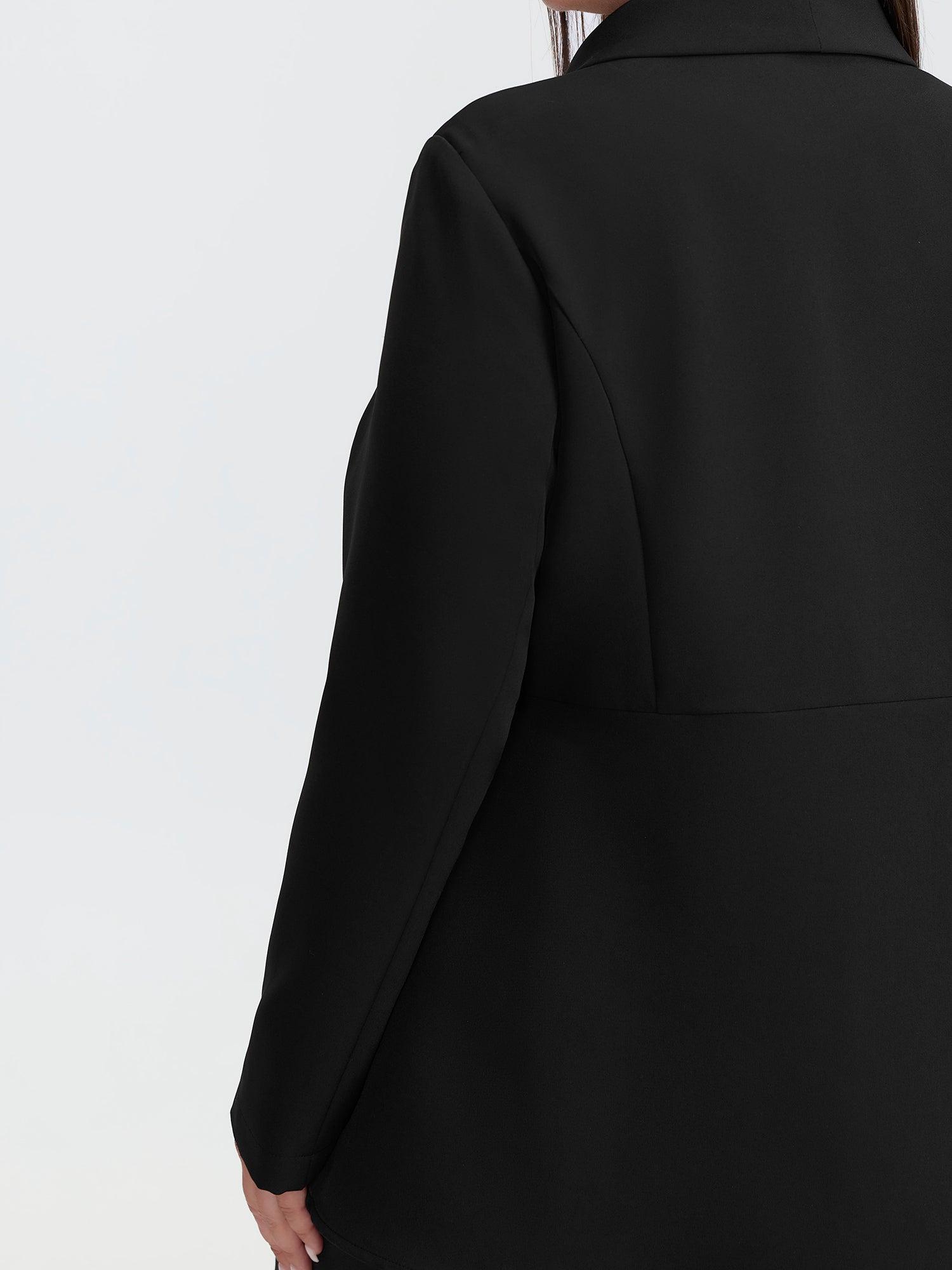 Semi Stretchy Pockets Curvy Hem Blazer Female Product Image