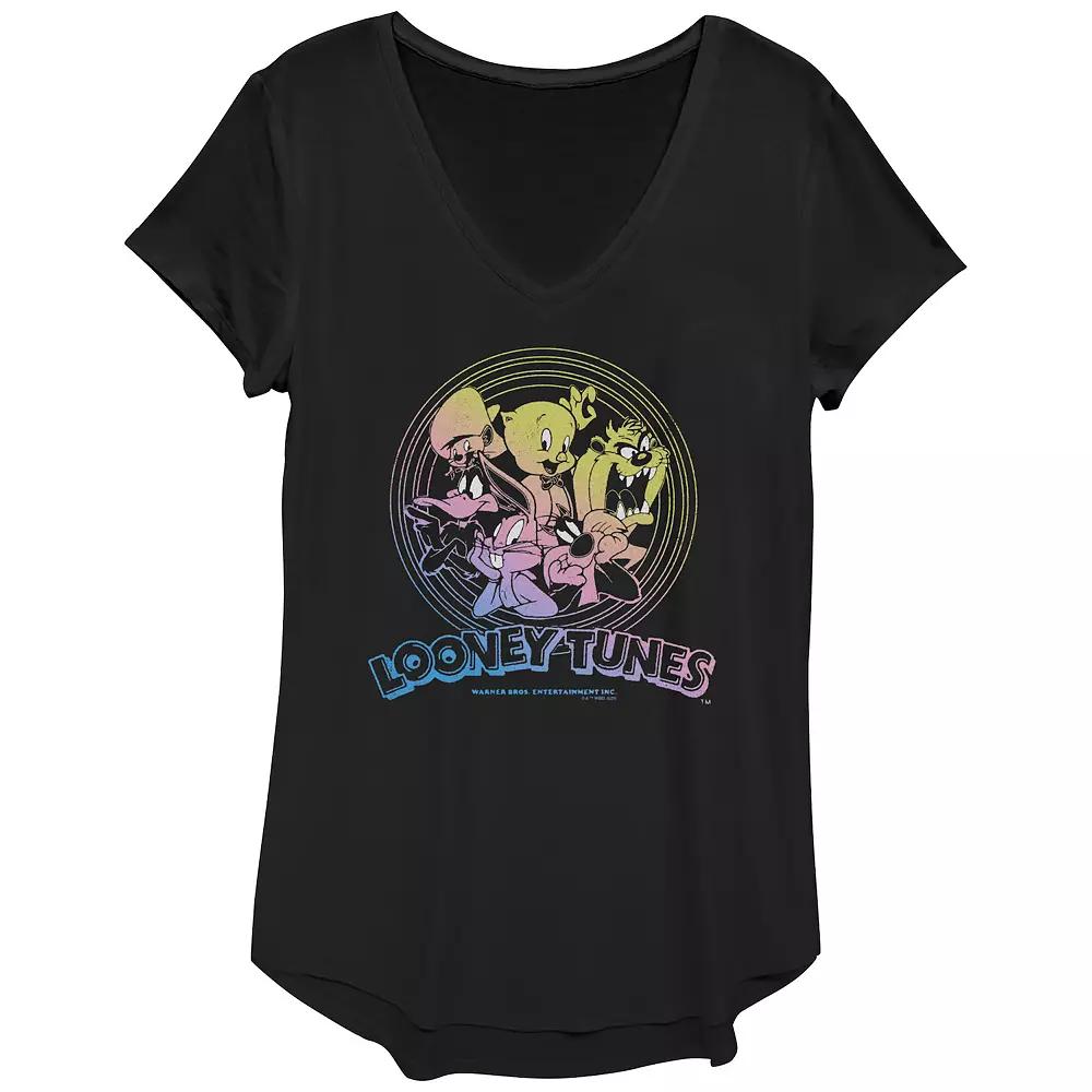 Women's Looney Tunes Cartoon Characters Bulls-Eye Rings Gradient Graphic Tee, Girl's,  Product Image