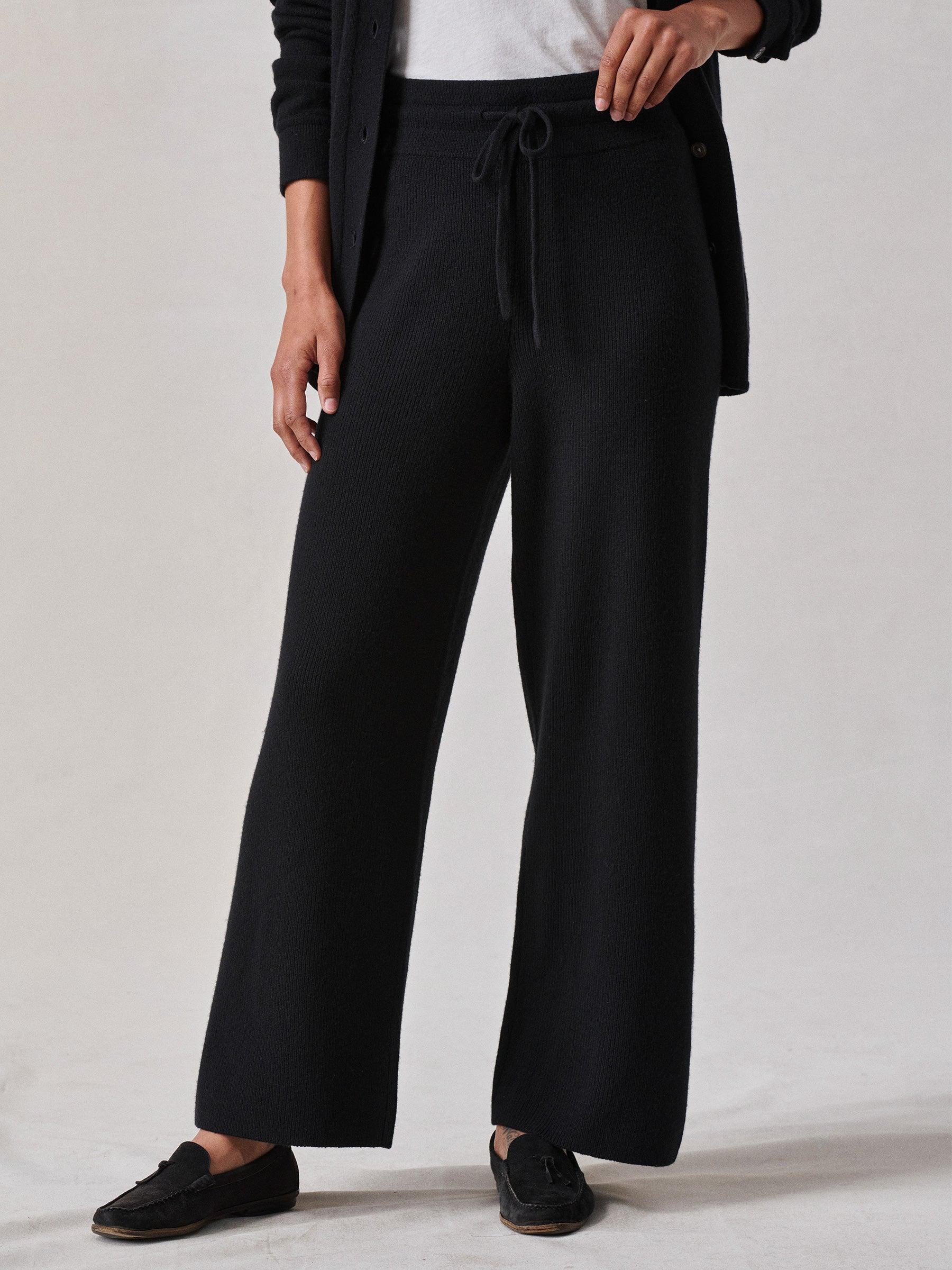 Black Lounge Wool Wide Leg Pant Product Image