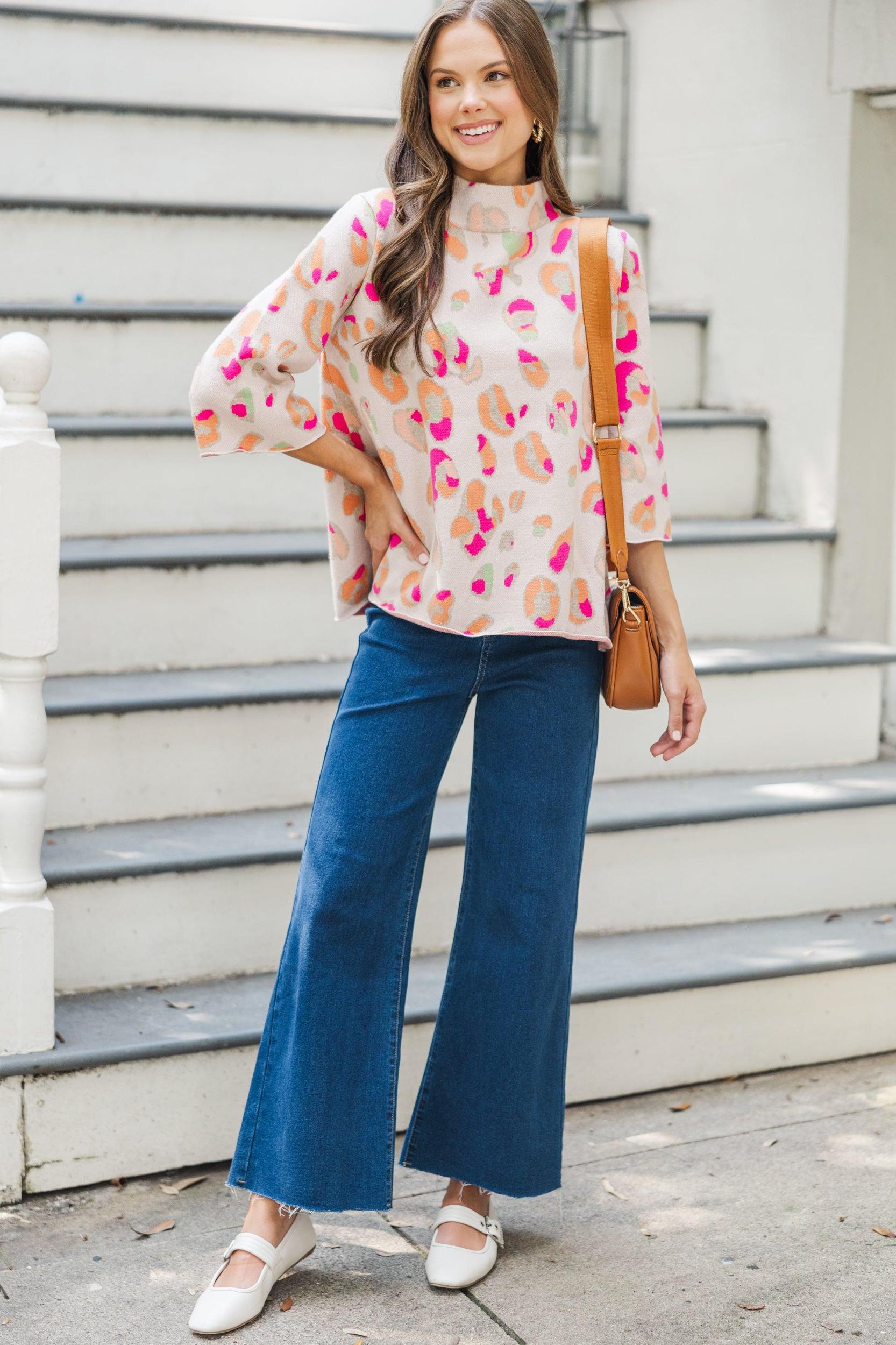 Fate: All In Blush Pink Leopard Sweater Female Product Image