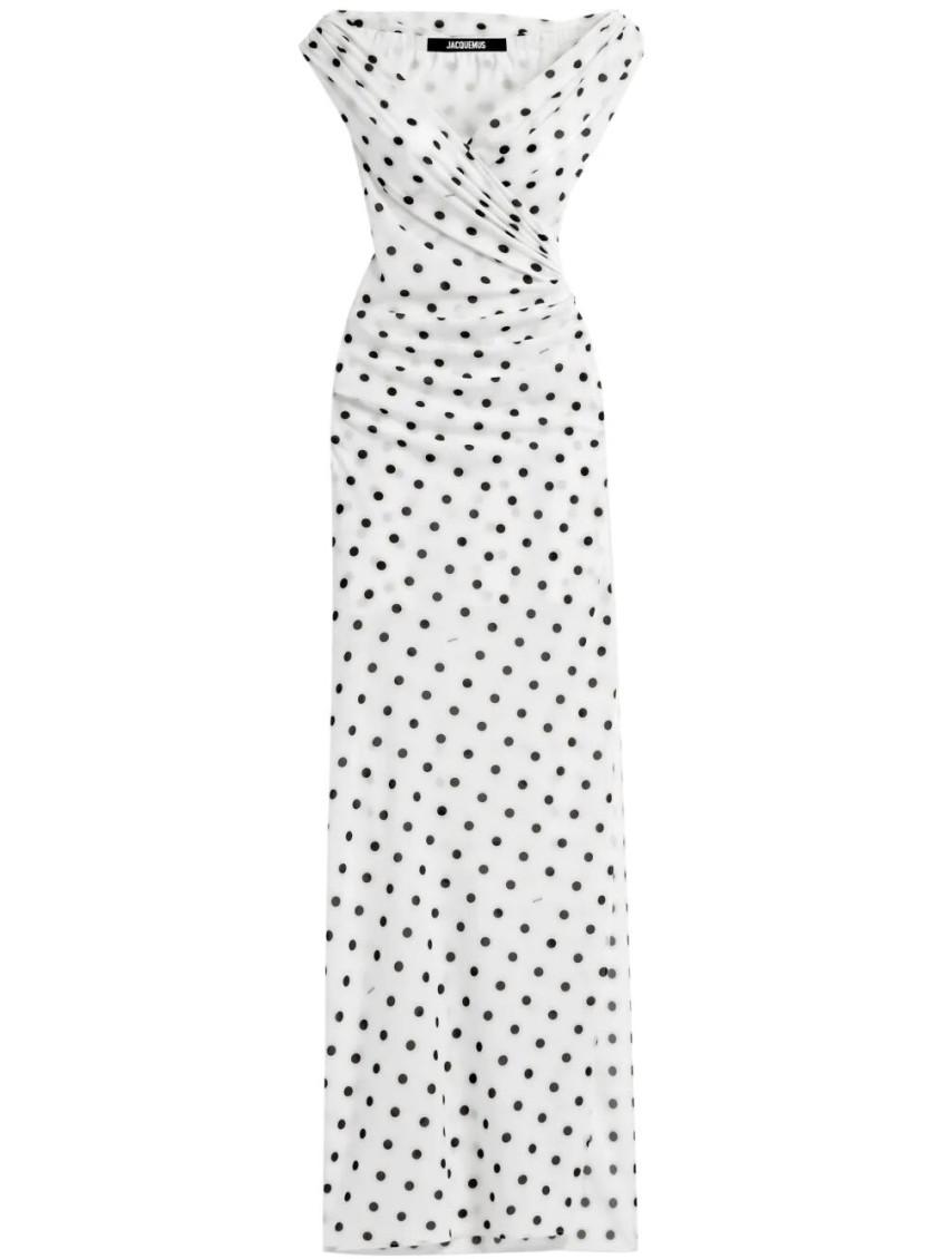 JACQUEMUS Women Rita Pois Long Dress In White Product Image