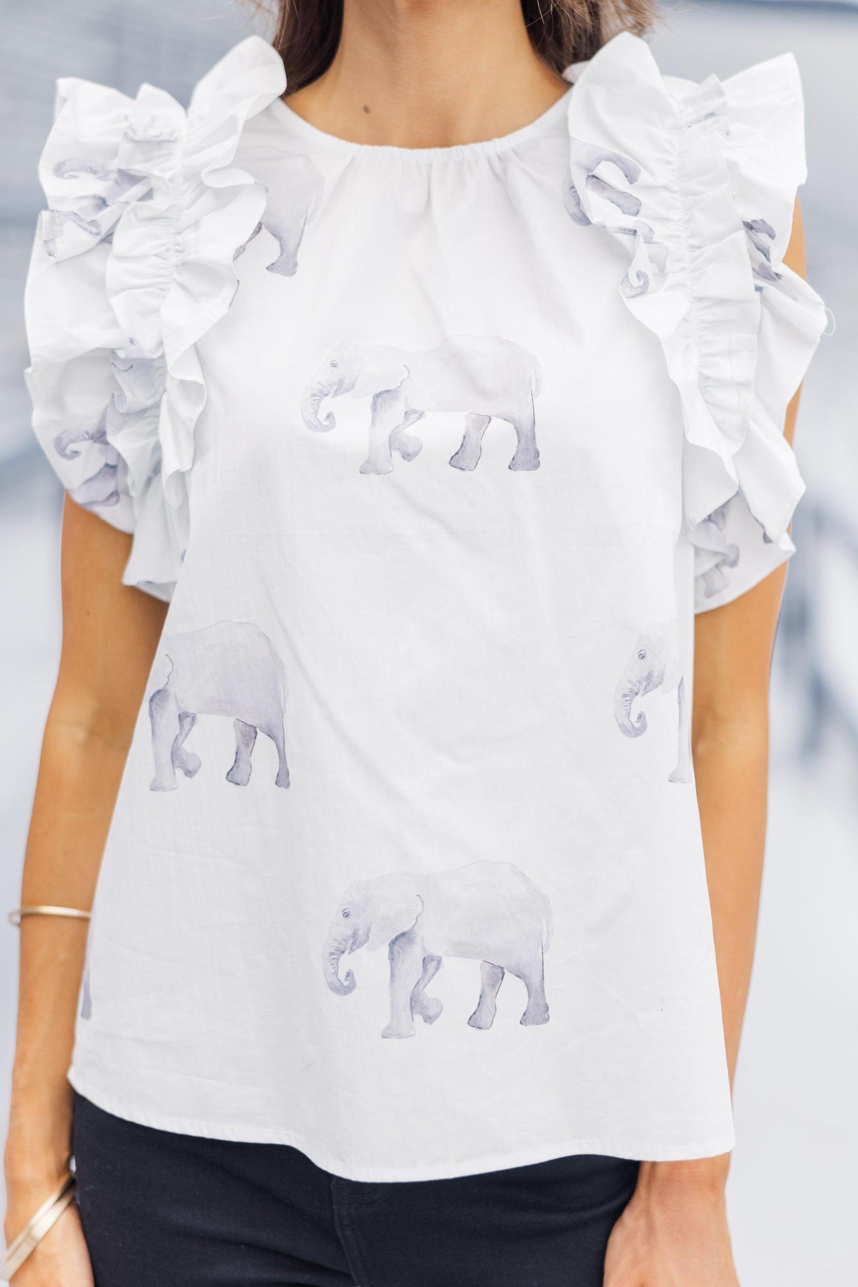 Listen To Your Heart White Elephant Ruffled Blouse Female Product Image