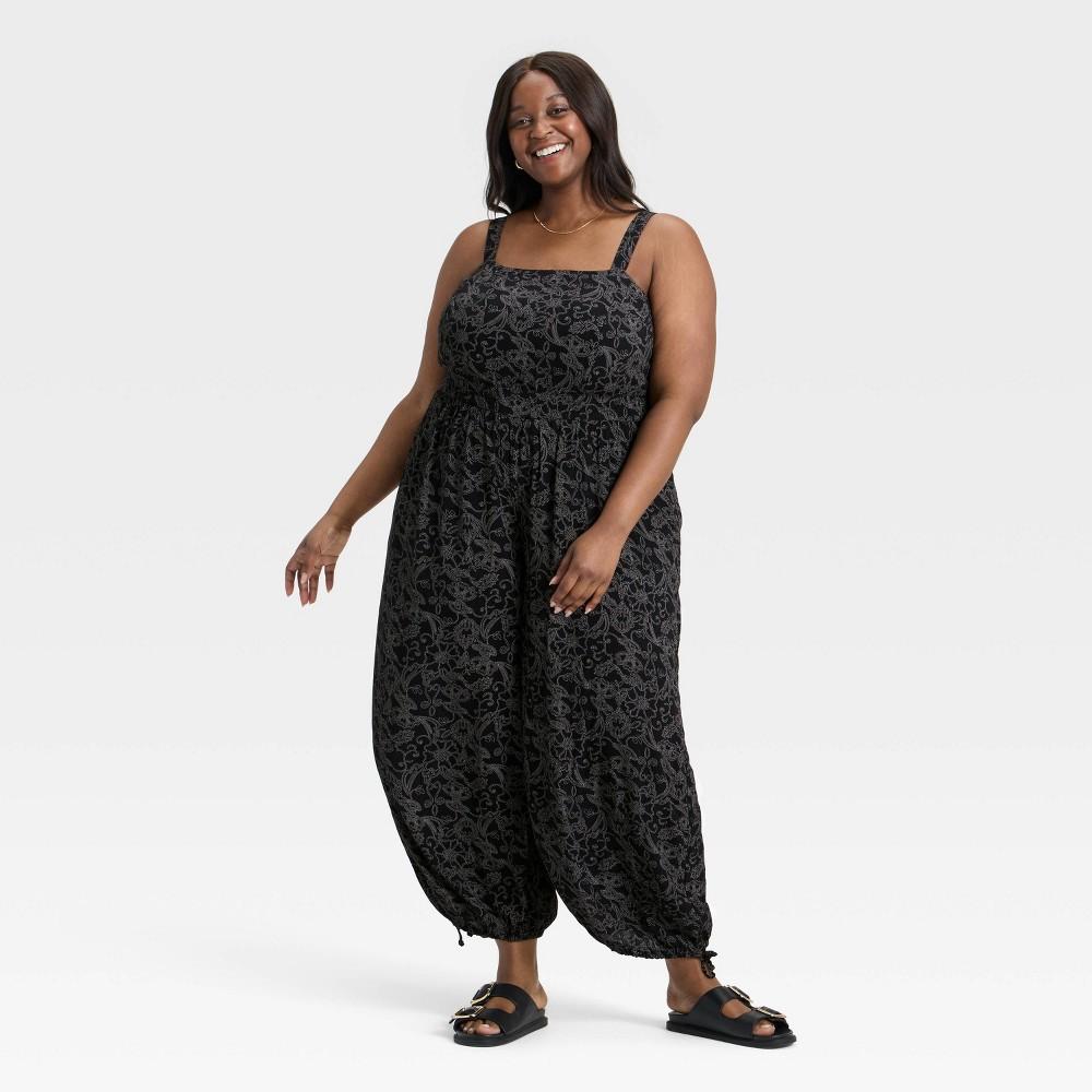 Women's Jumpsuit - Universal Thread™ Black Floral XS Product Image