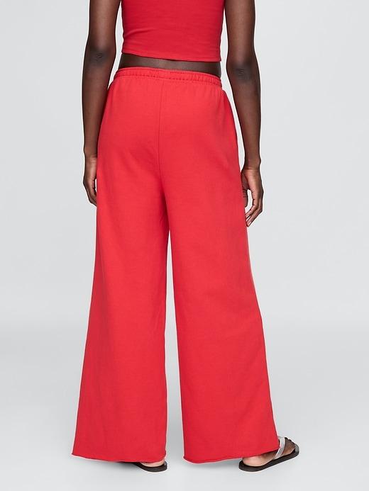 French Terry Wide-Leg Rolled Hem Sweatpants Product Image
