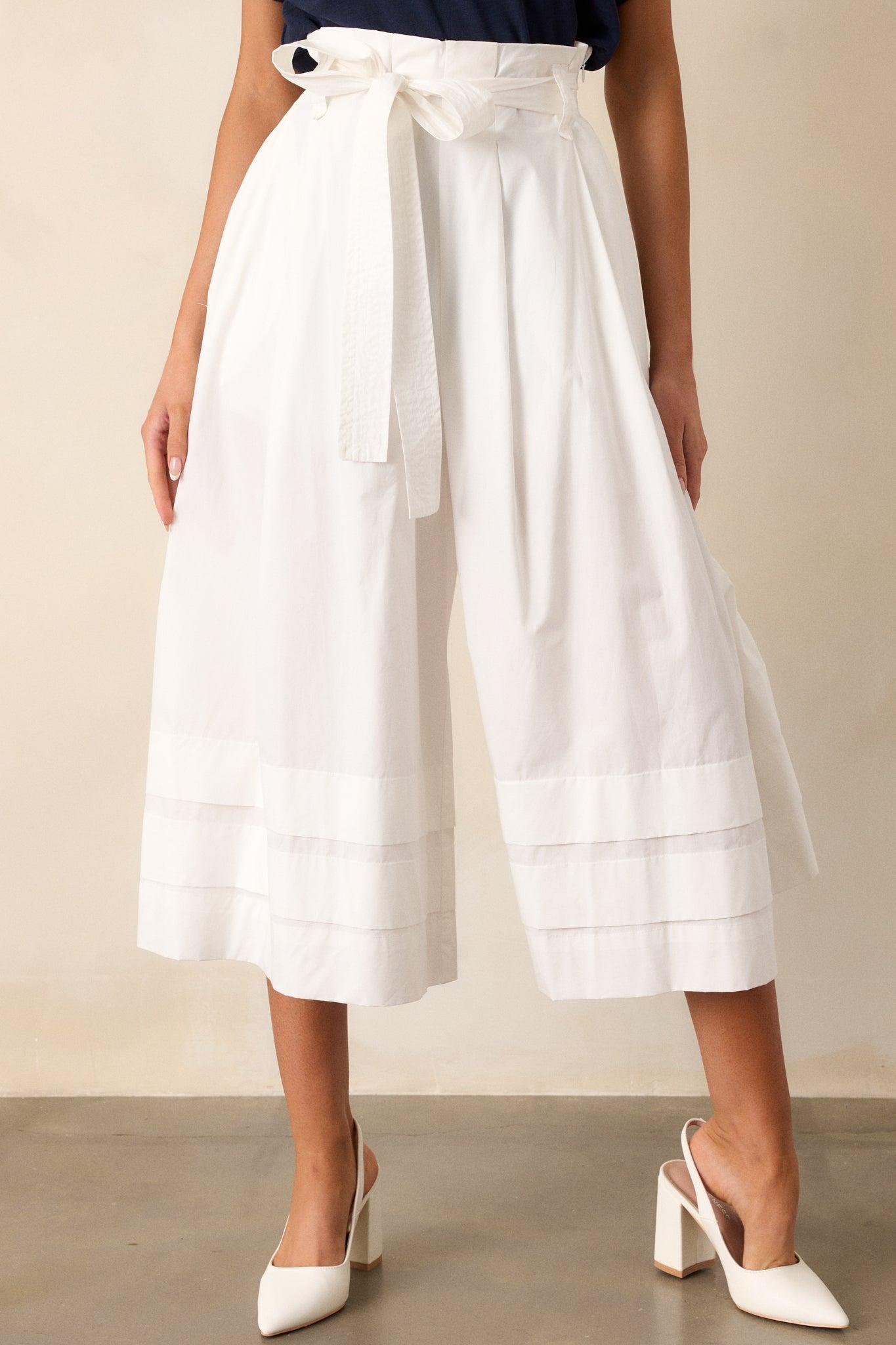 Glimpse In Time Cotton White Palazzo Pants Product Image