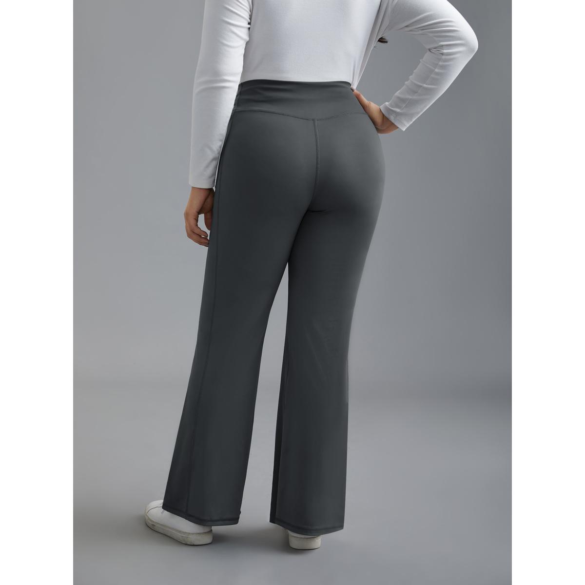 Plus Size V-Shaped Pocket Bootcut Leggings Women DimGray Casual Medium stretch Bootcut Mid Rise Everyday Leggings BloomChic 14-16/1X Product Image