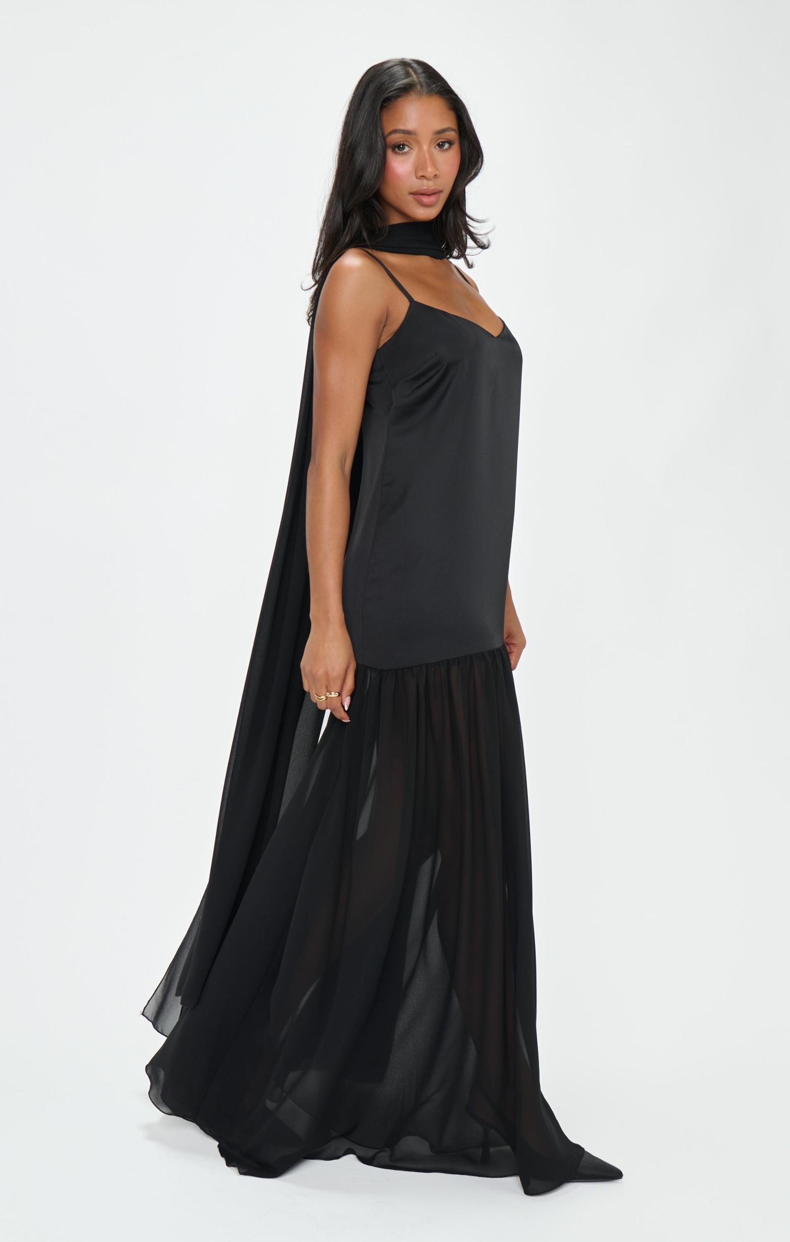 Dalia Maxi Dress ~ Black Luxe Satin Product Image