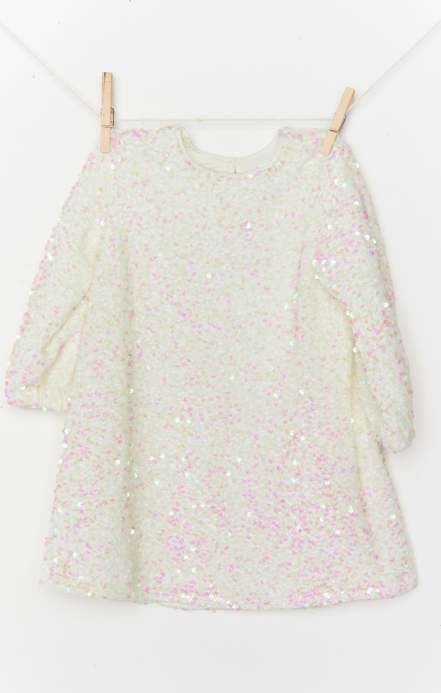 Once Upon A Time Dress ~ White Iridescent Sequins Kids Product Image
