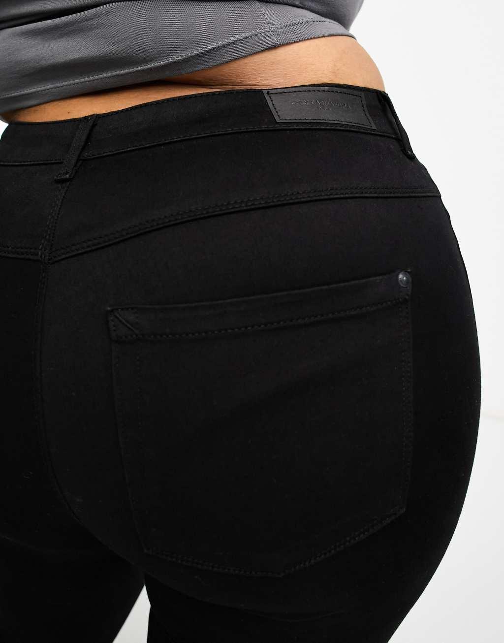 Only Curve Augusta high waisted skinny jeans in black  Product Image