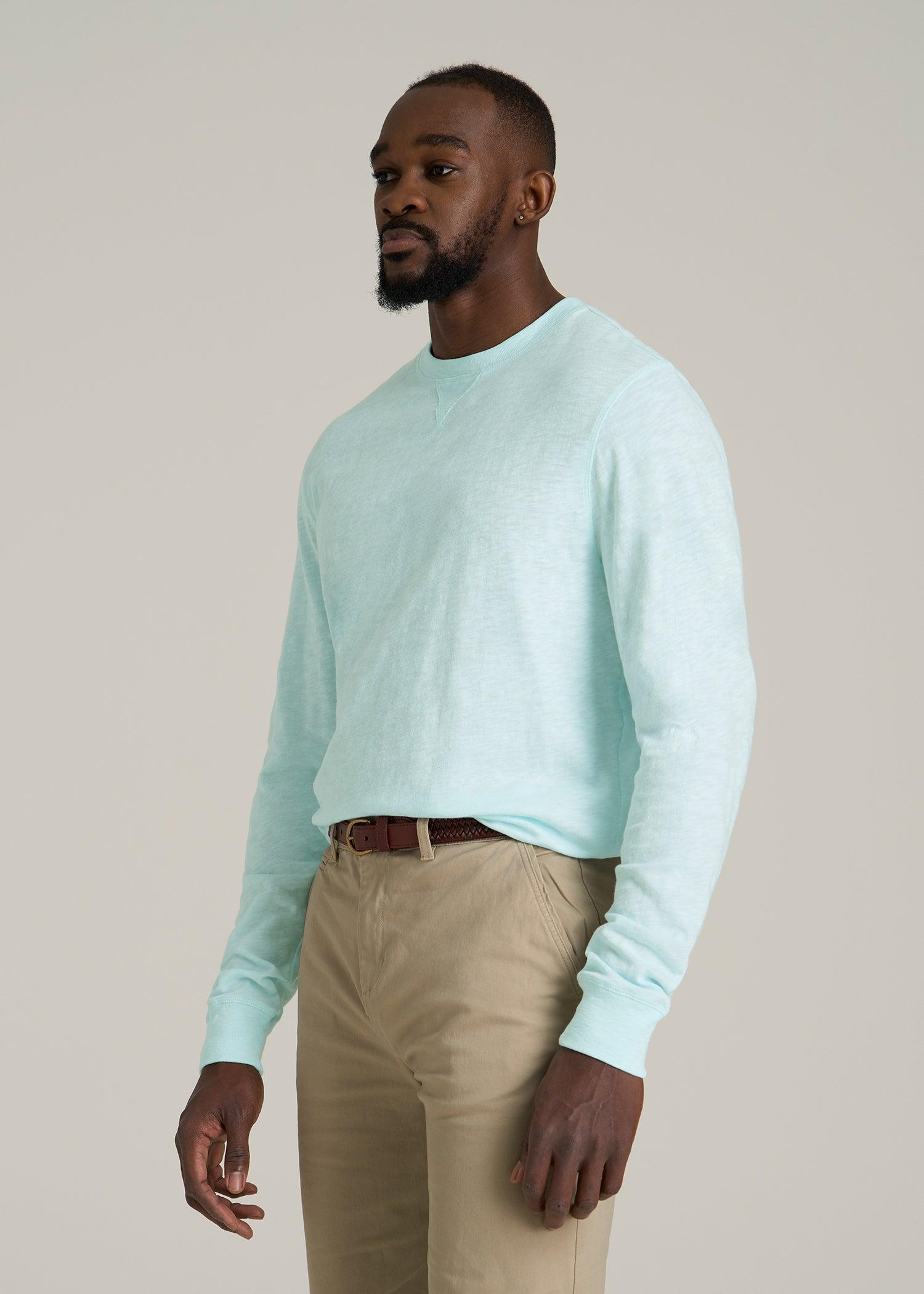 Sunwashed Slub Crewneck for Tall Men in Saltwater Male Product Image