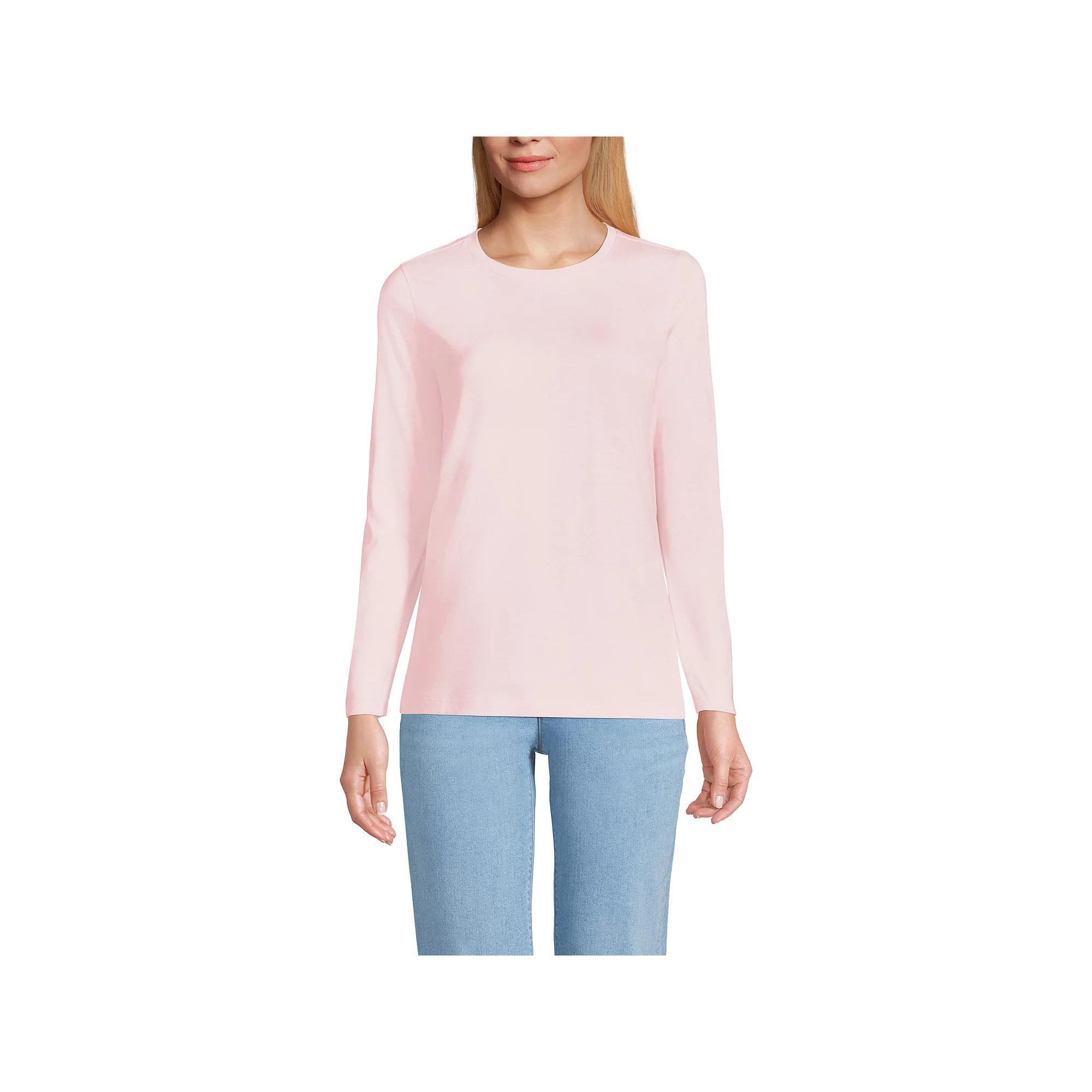 Petite Lands' End Relaxed-Fit Supima Long Sleeve Cotton Crewneck Tee, Women's,  Product Image
