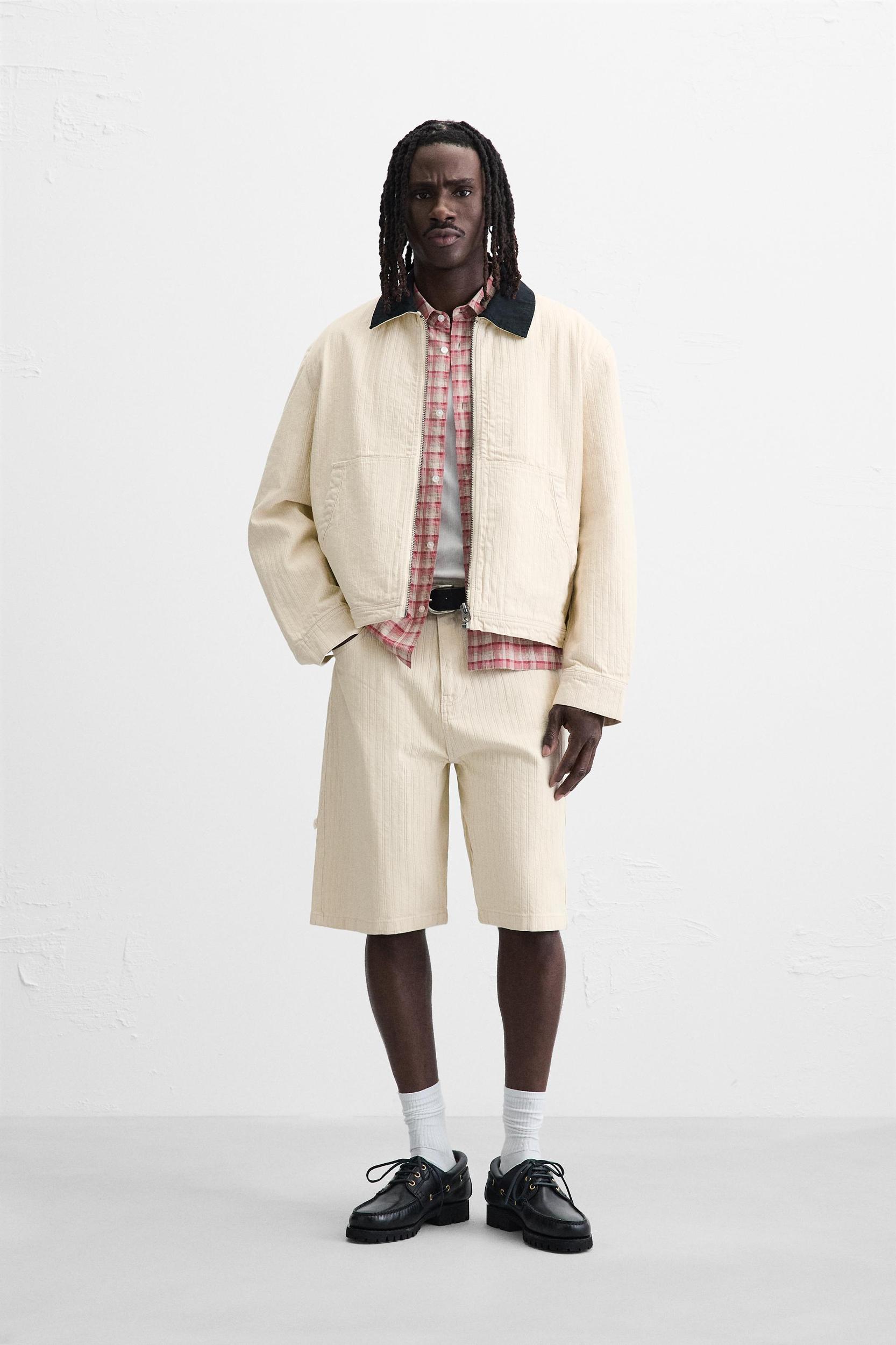 TEXTURED STRIPED SHORTS Product Image