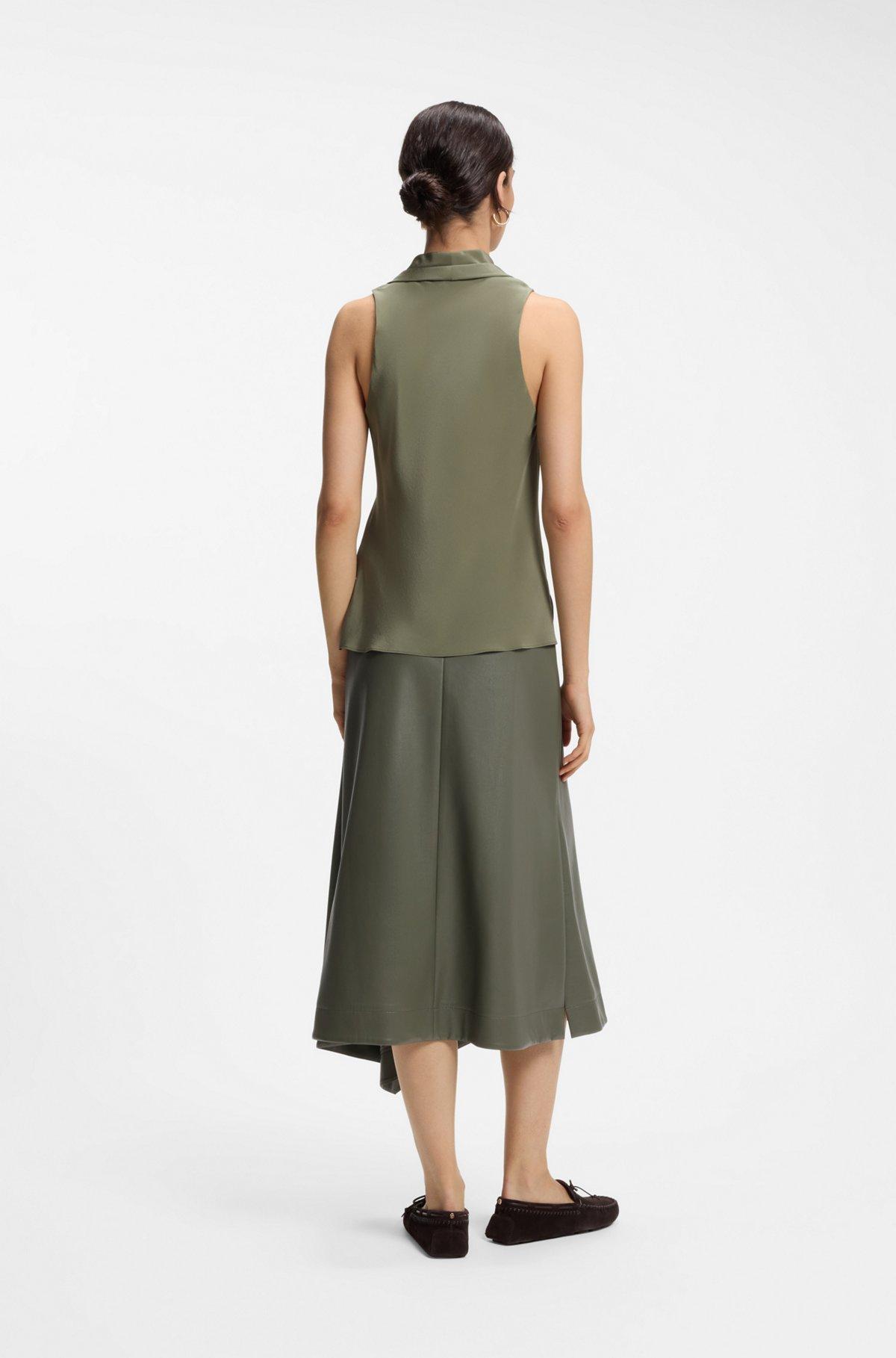 Sleeveless blouse in sandwashed silk with V neckline Product Image